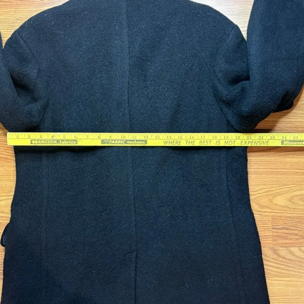 Vintage 1960s Custom Tailored Wool Overcoat Peacoat Black Mens Large Hong Kong